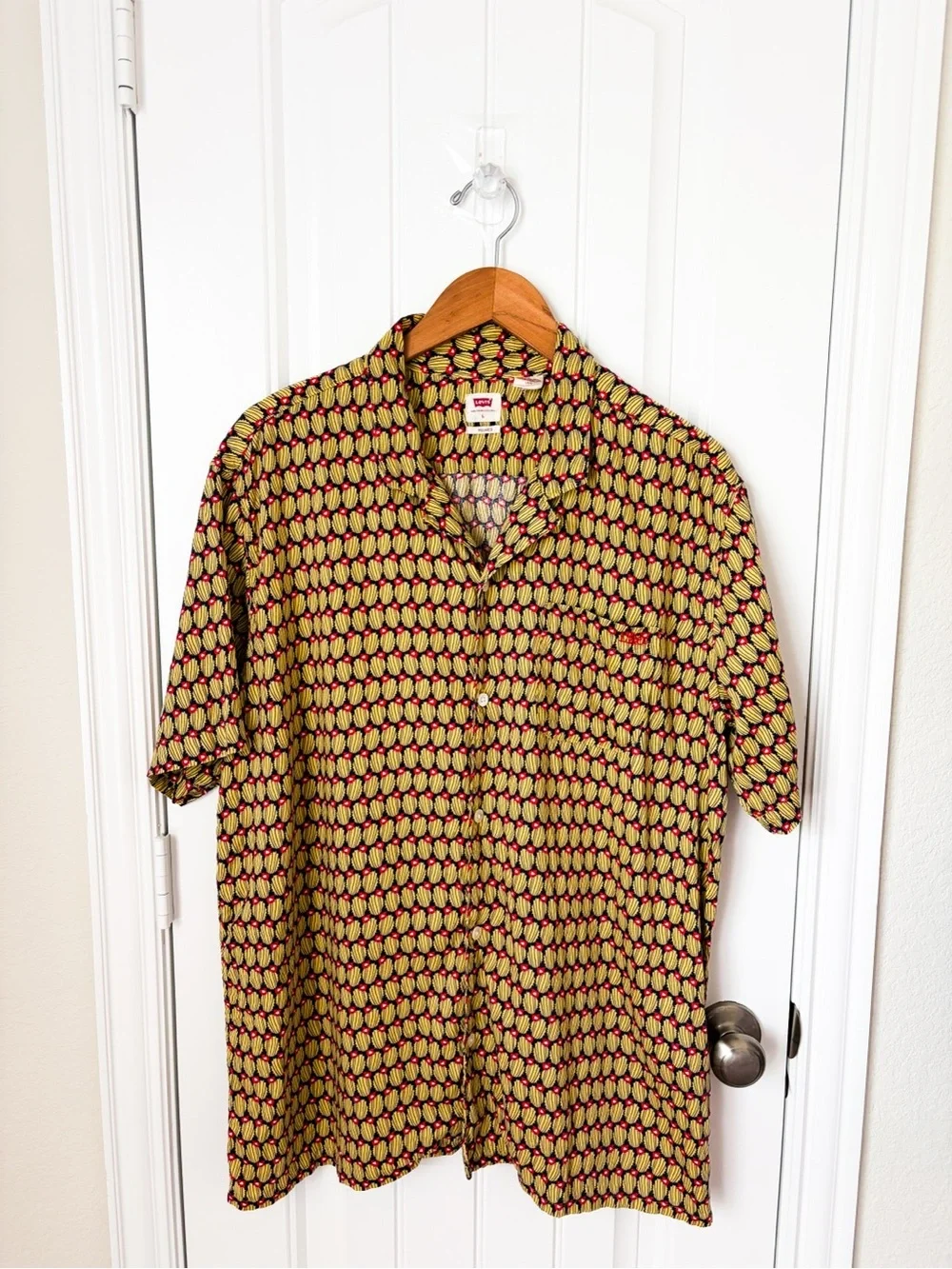 Levi's Cubano Shirt Cactus Print Button Down Short Sleeve Size Large